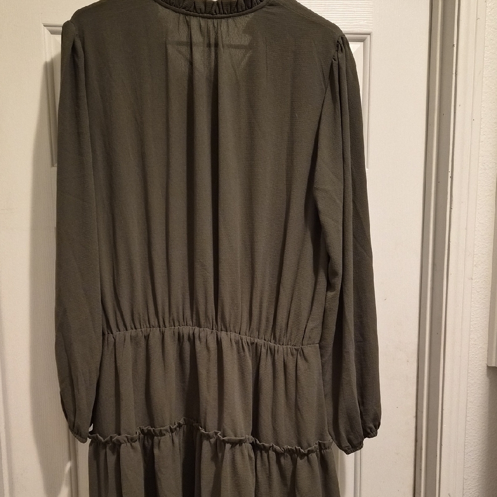 Chic Long Sleeve Olive Dress